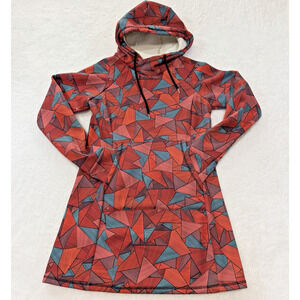 Wild Woods Women's Medium Alpenglow Fleece Dress Sweatshirt Hoodie Geometric Red